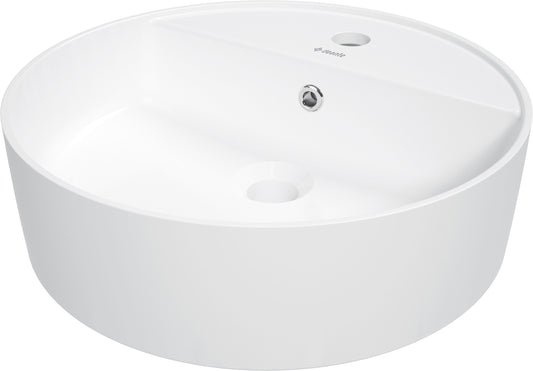 Deante ROUND Aufsatzwaschtisch mit Armaturenbank rund Ø 42 cm Weiß