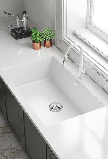 Deante CORDA Unterbau-Granitspüle 1-Becken 54 x 44 cm rechteckig Graphit Metallic