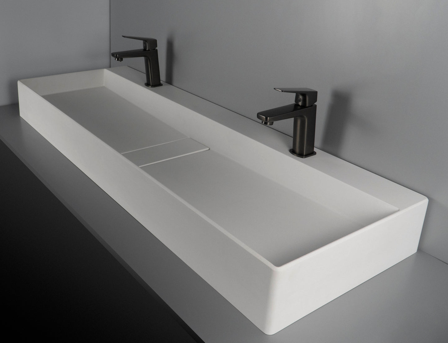 Deante BLUR Aufsatz-Doppelwaschtisch mit Abflussabdeckung 80 x 40 cm Alabaster