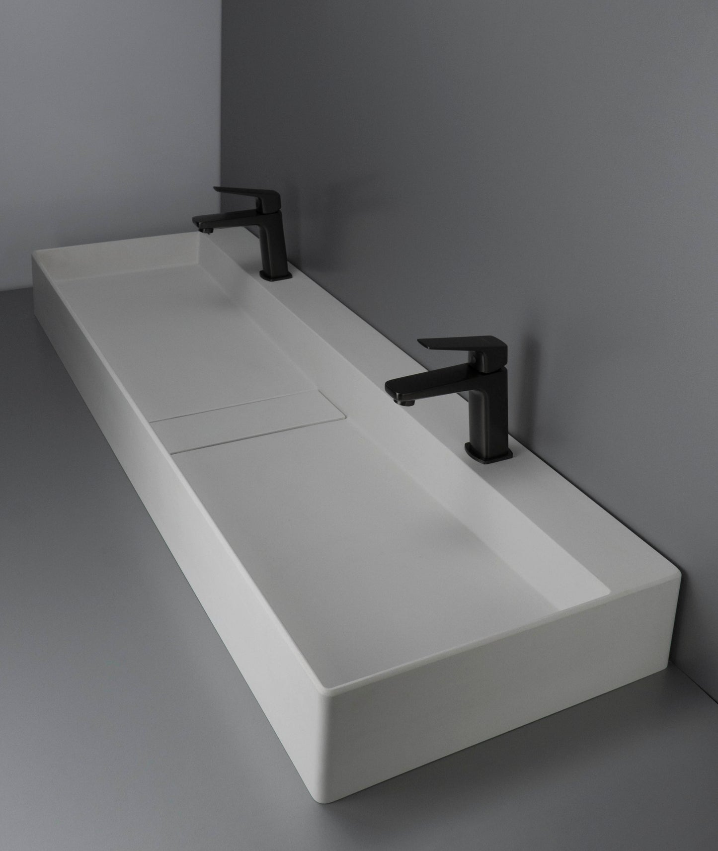 Deante BLUR Aufsatz-Doppelwaschtisch mit Abflussabdeckung 80 x 40 cm Alabaster