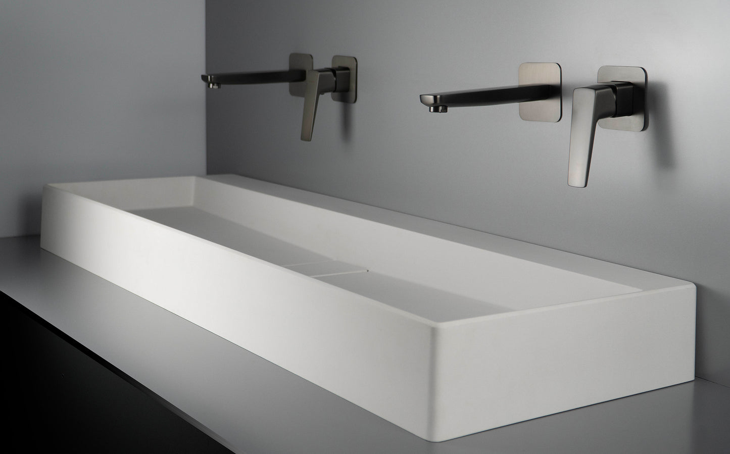 Deante BLUR Aufsatz-Doppelwaschtisch mit Abflussabdeckung 120 x 40 cm Alabaster