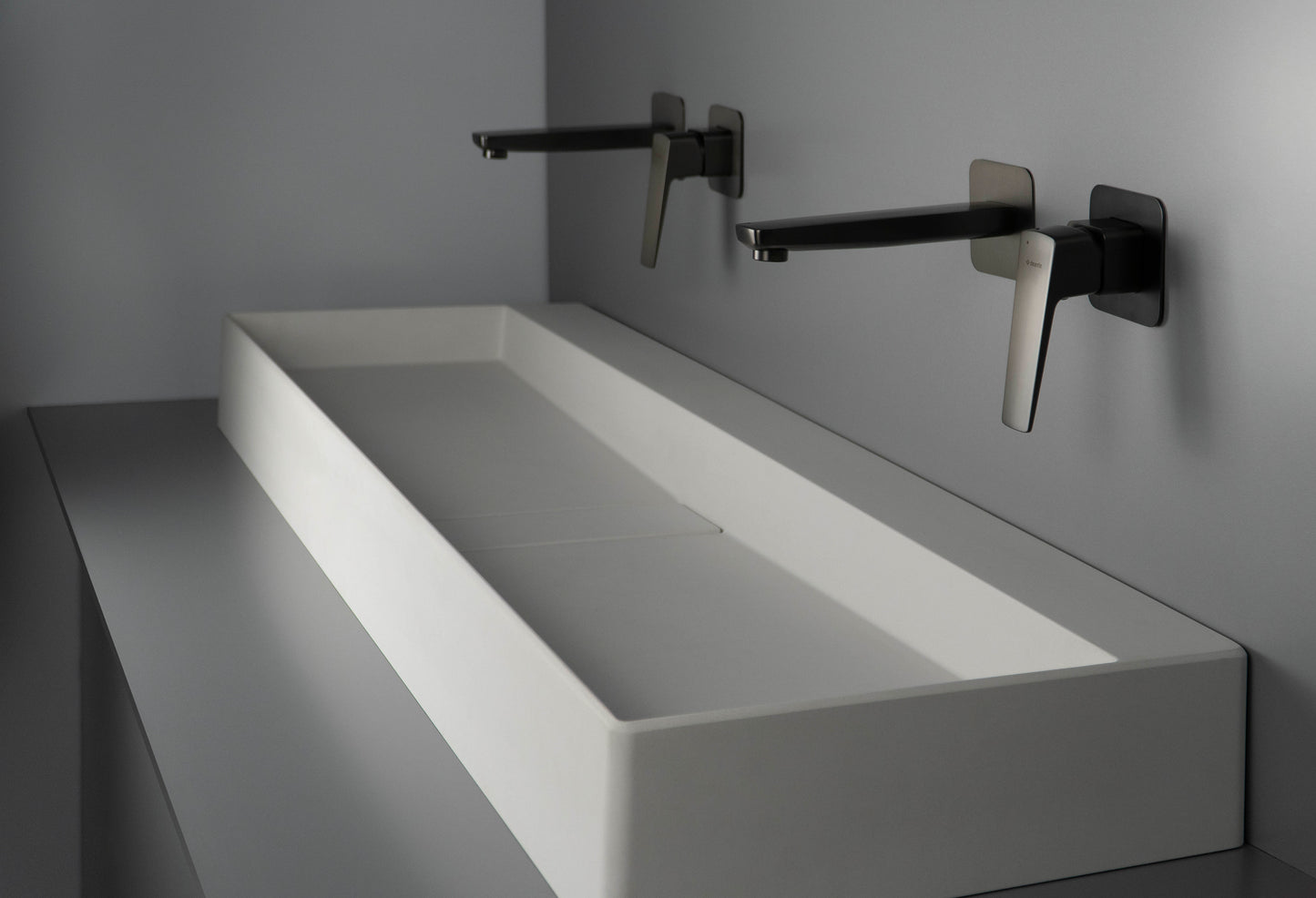 Deante BLUR Aufsatz-Doppelwaschtisch mit Abflussabdeckung 100 x 40 cm Alabaster