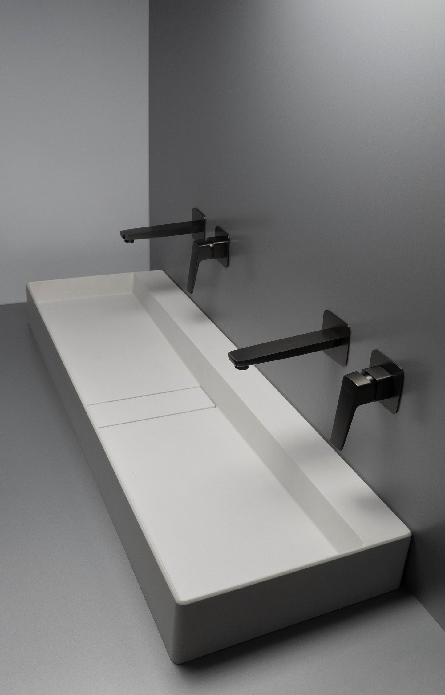 Deante BLUR Aufsatz-Doppelwaschtisch mit Abflussabdeckung 120 x 40 cm Alabaster