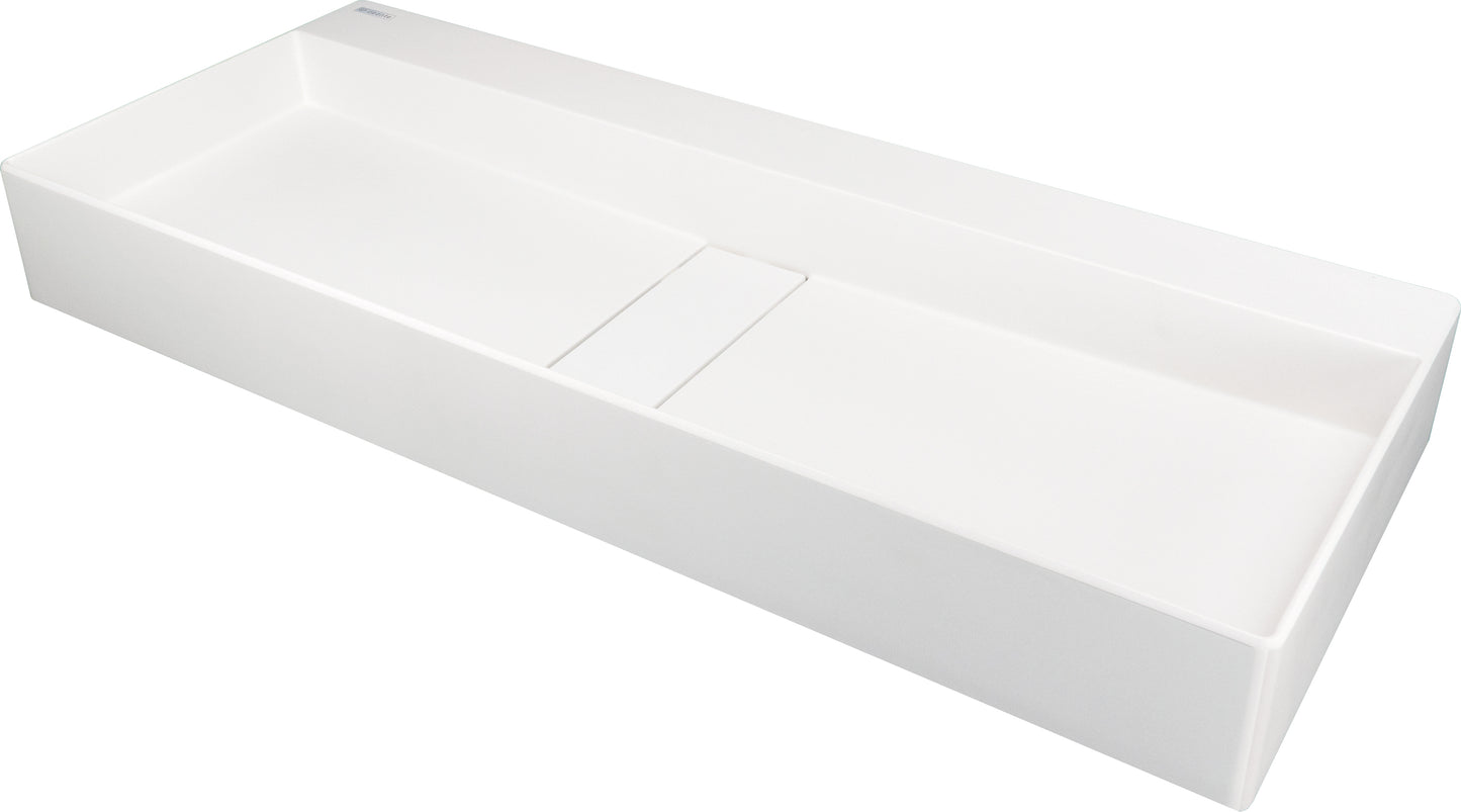 Deante BLUR Aufsatz-Doppelwaschtisch mit Abflussabdeckung 80 x 40 cm Alabaster