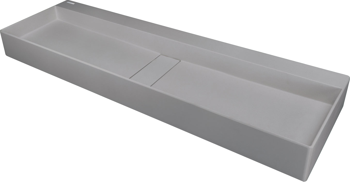 Deante BLUR Aufsatz-Doppelwaschtisch mit Abflussabdeckung 120 x 40 cm Grau Metallic