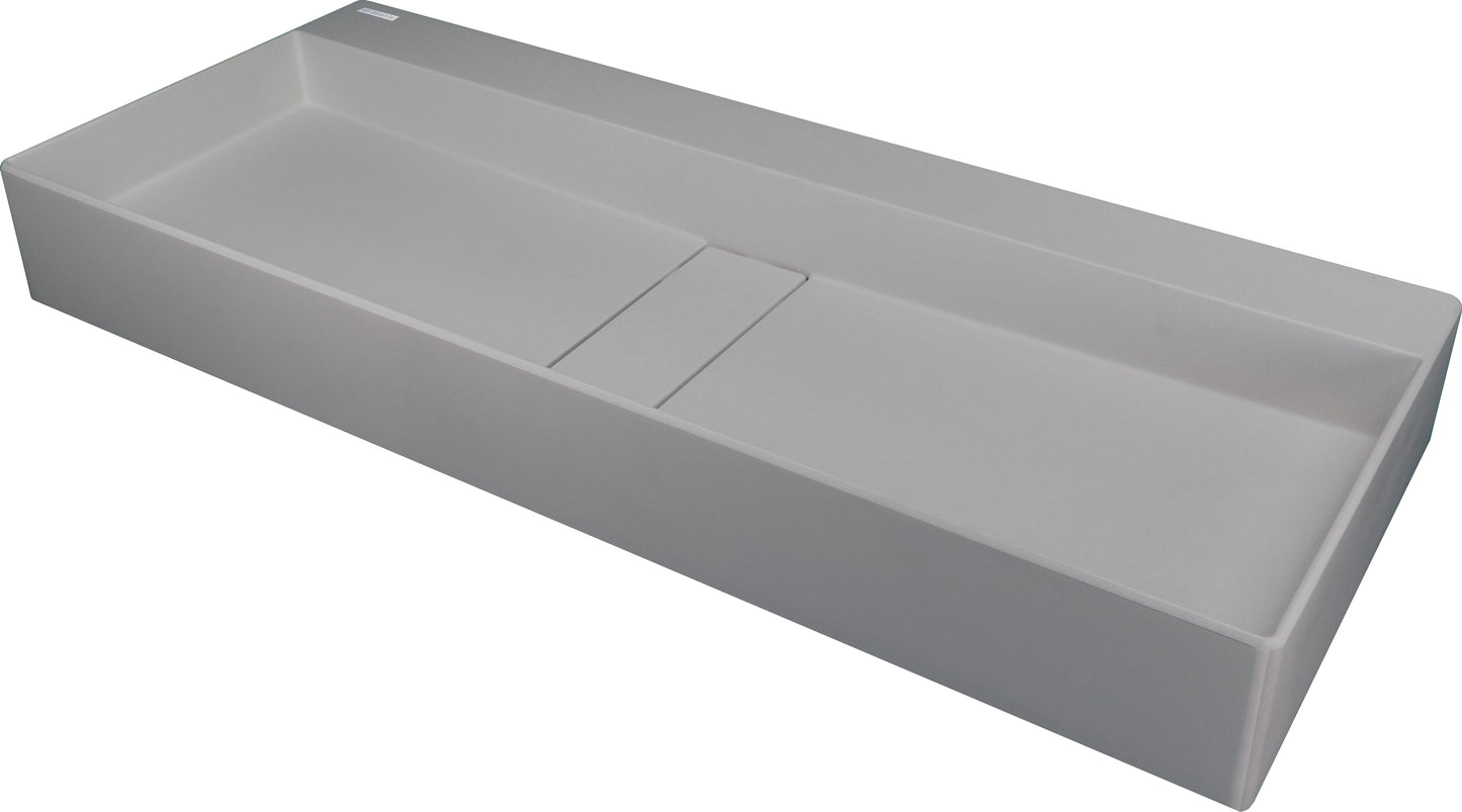 Deante BLUR Aufsatz-Doppelwaschtisch mit Abflussabdeckung 80 x 40 cm Grau Metallic