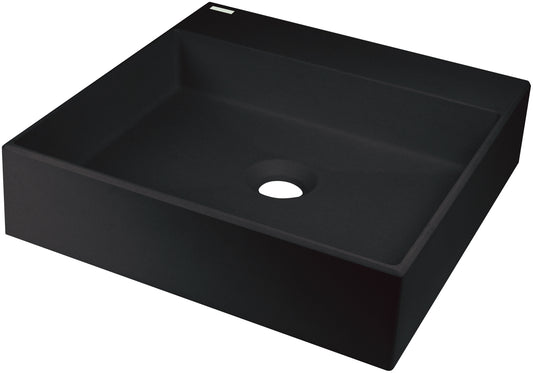 Deante CORREO Granit-Aufsatzwaschtisch mit Armaturenbank 40 x 40 cm Schwarz