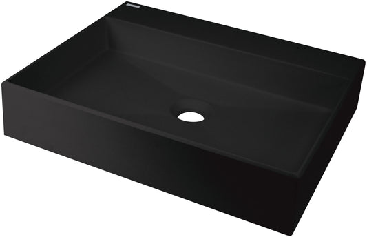 Deante CORREO Granit-Aufsatzwaschtisch mit Armaturenbank 50 x 40 cm Schwarz
