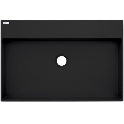 Deante CORREO Granit-Aufsatzwaschtisch mit Armaturenbank 60 x 40 cm Schwarz