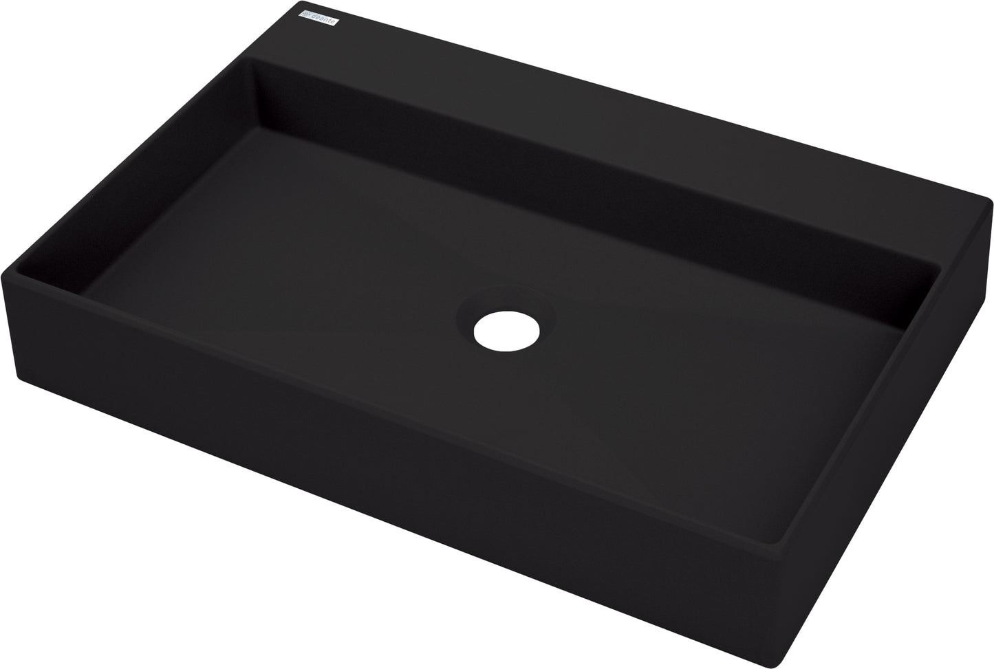 Deante CORREO Granit-Aufsatzwaschtisch mit Armaturenbank 60 x 40 cm Schwarz