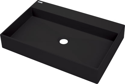 Deante CORREO Granit-Aufsatzwaschtisch mit Armaturenbank 60 x 40 cm Schwarz