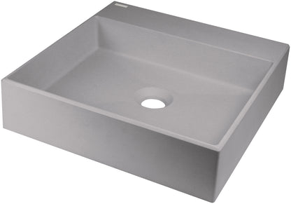 Deante CORREO Granit-Aufsatzwaschtisch mit Armaturenbank 40 x 40 cm Grau Metallic