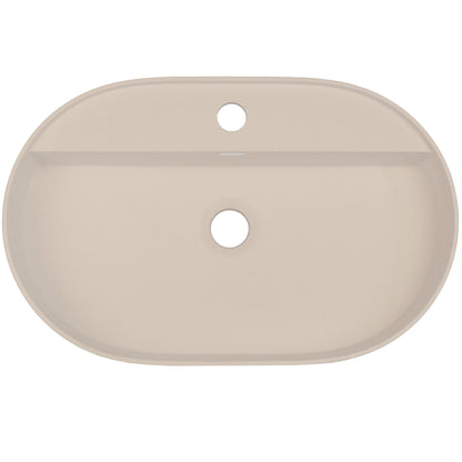 Deante SILIA Granit-Aufsatzwaschtisch mit Armaturenbank Oval 55 x 35 cm Beige