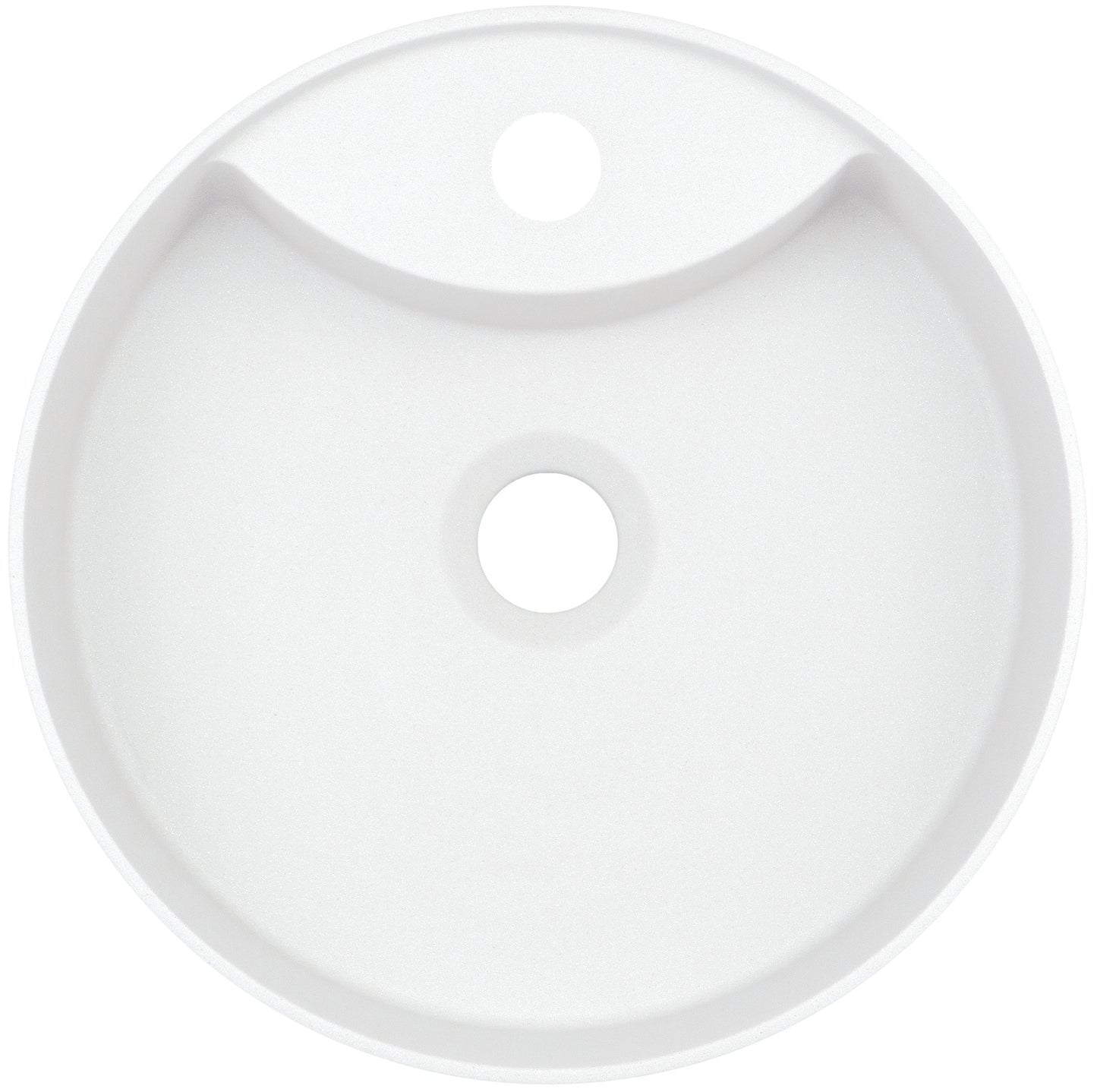 Deante SILIA Granit-Aufsatzwaschtisch mit Armaturenbank rund Ø 36 cm Alabaster