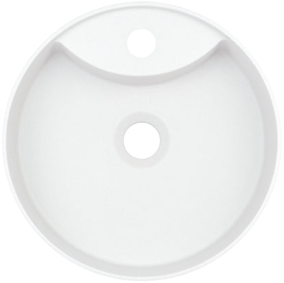 Deante SILIA Granit-Aufsatzwaschtisch mit Armaturenbank rund Ø 36 cm Alabaster