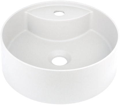 Deante SILIA Granit-Aufsatzwaschtisch mit Armaturenbank rund Ø 36 cm Alabaster