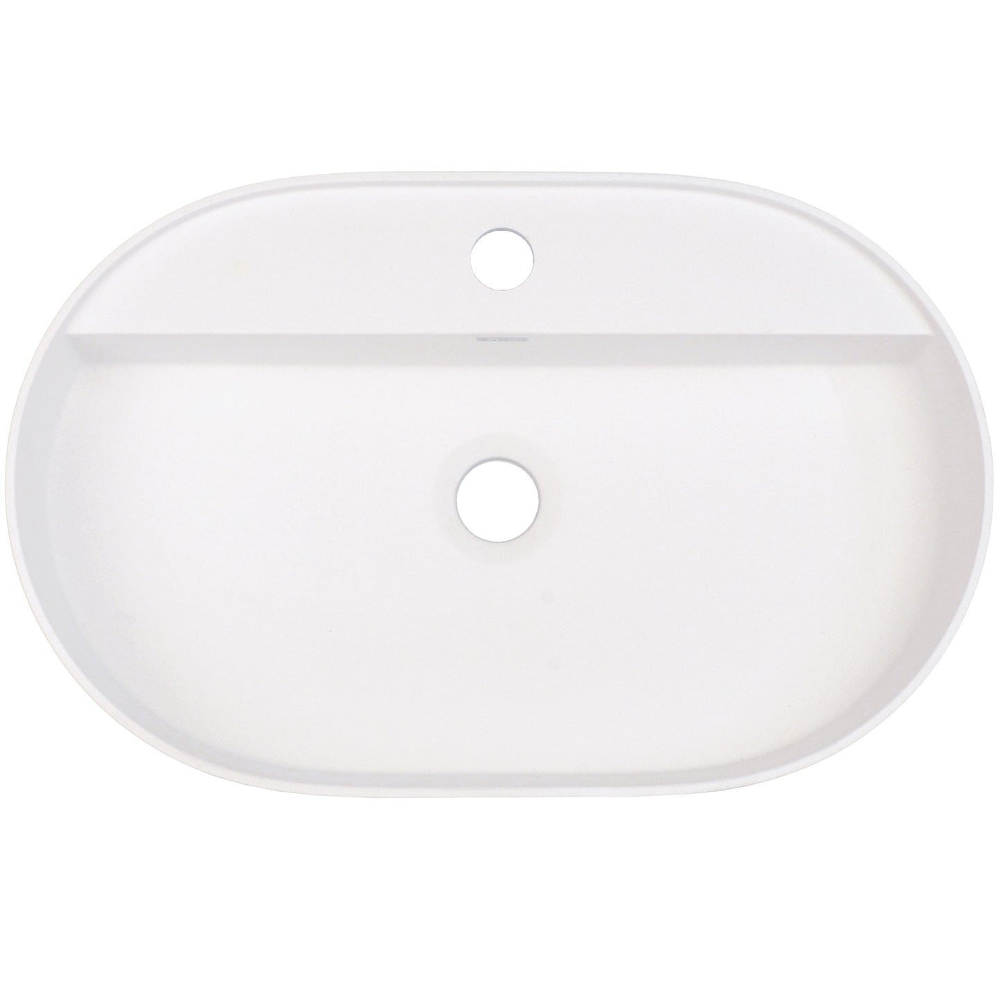 Deante SILIA Granit-Aufsatzwaschtisch mit Armaturenbank Oval 55 x 35 cm Alabaster