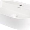 Deante SILIA Granit-Aufsatzwaschtisch mit Armaturenbank Oval 55 x 35 cm Alabaster