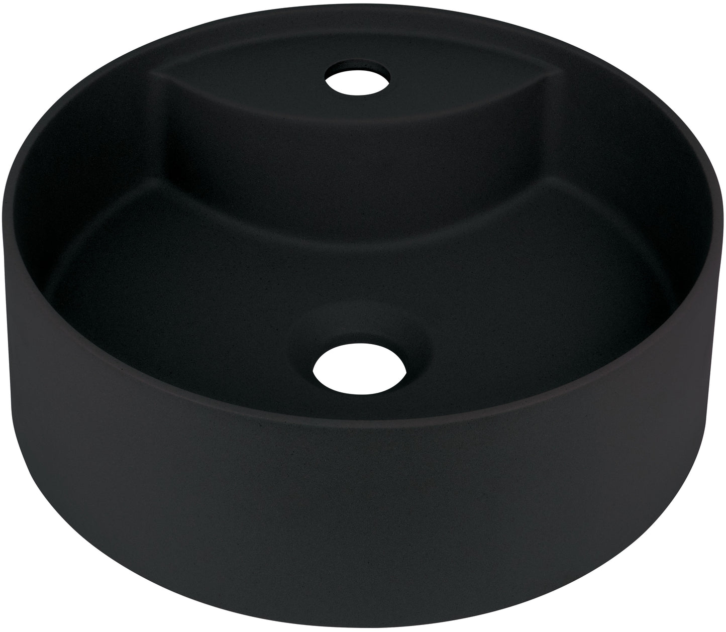 Deante SILIA Granit-Aufsatzwaschtisch mit Armaturenbank rund Ø 36 cm Schwarz