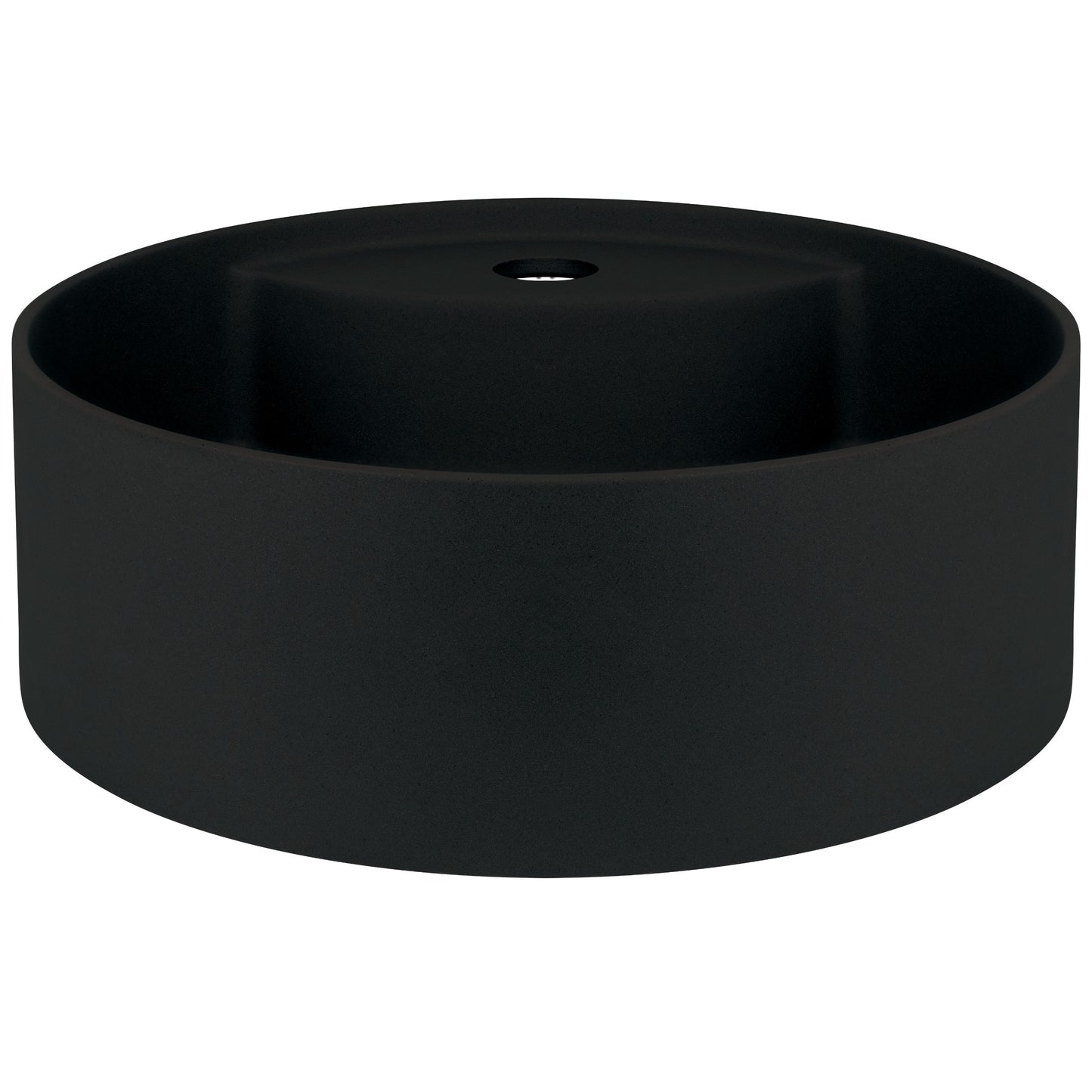 Deante SILIA Granit-Aufsatzwaschtisch mit Armaturenbank rund Ø 36 cm Schwarz