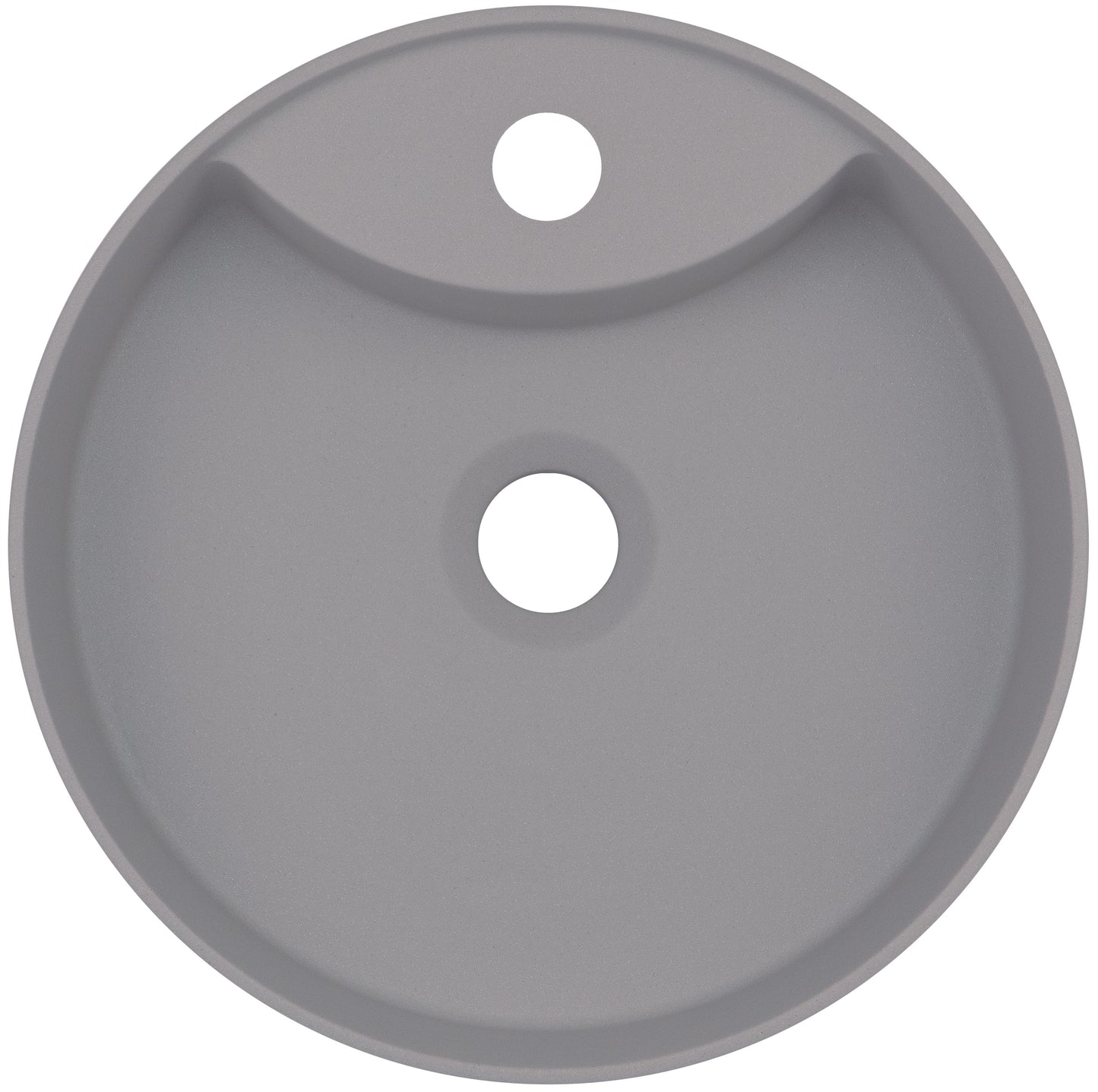 Deante SILIA Granit-Aufsatzwaschtisch mit Armaturenbank rund Ø 36 cm Grau Metallic