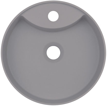 Deante SILIA Granit-Aufsatzwaschtisch mit Armaturenbank rund Ø 36 cm Grau Metallic