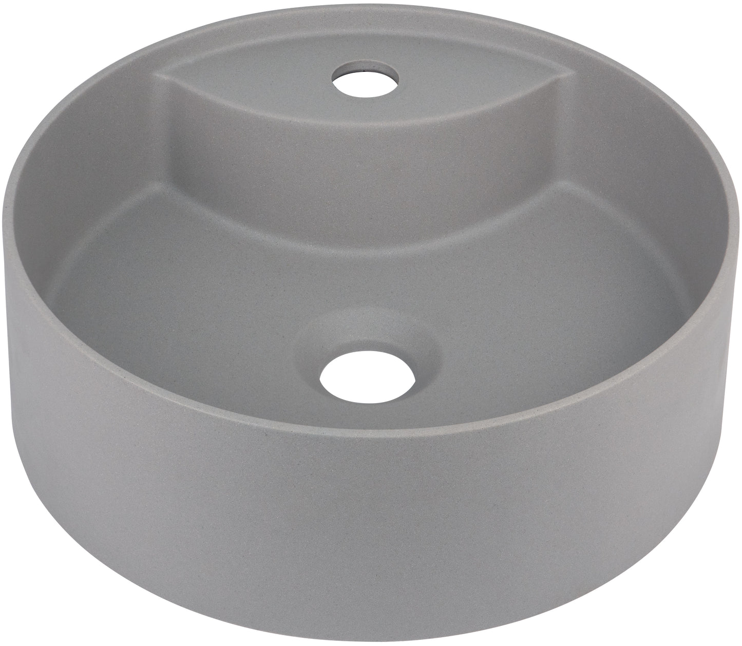 Deante SILIA Granit-Aufsatzwaschtisch mit Armaturenbank rund Ø 36 cm Grau Metallic