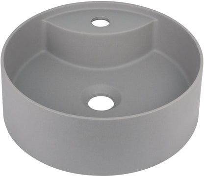 Deante SILIA Granit-Aufsatzwaschtisch mit Armaturenbank rund Ø 36 cm Grau Metallic