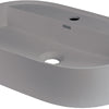 Deante SILIA Granit-Aufsatzwaschtisch mit Armaturenbank Oval 55 x 35 cm Grau Metallic