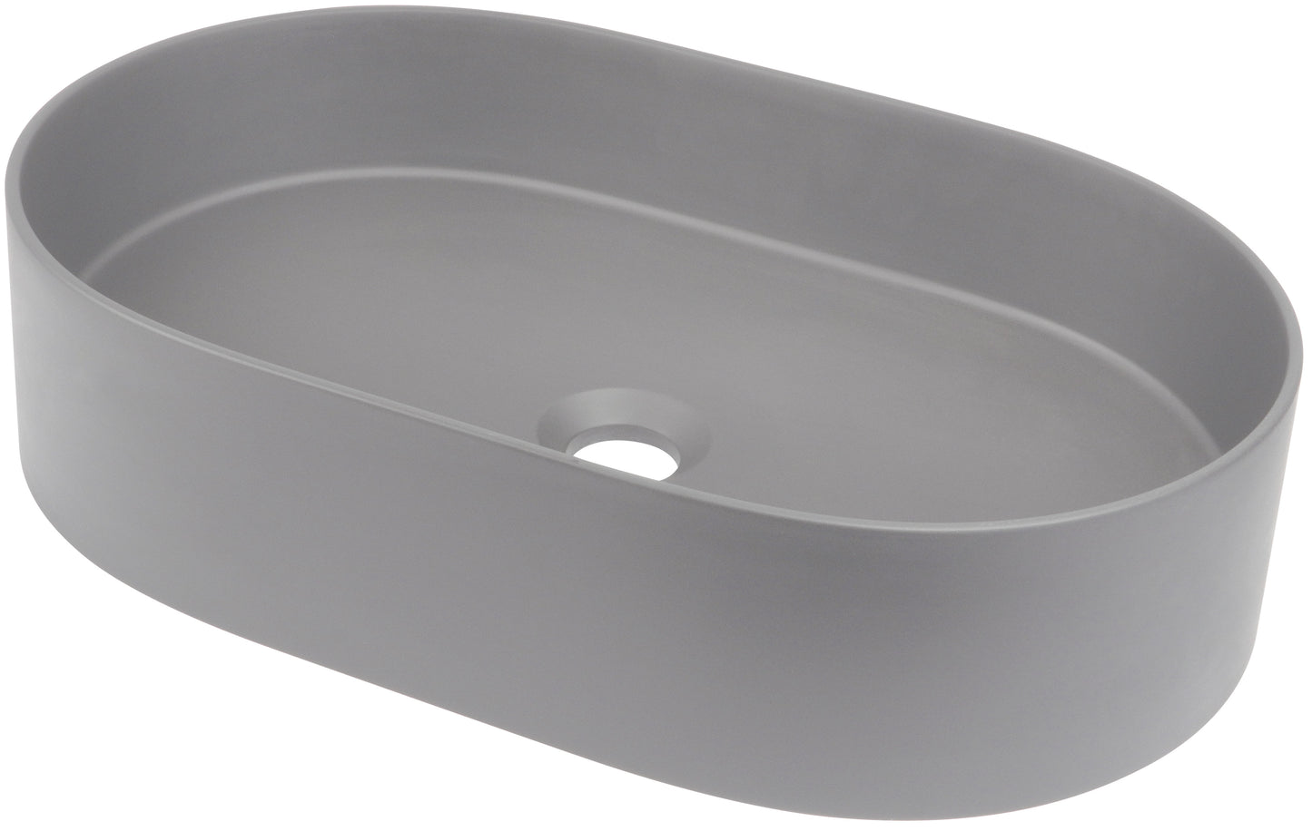 Deante SILIA Granit-Aufsatzwaschbecken Oval 55 x 35 cm Grau Metallic