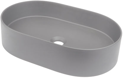 Deante SILIA Granit-Aufsatzwaschbecken Oval 55 x 35 cm Grau Metallic