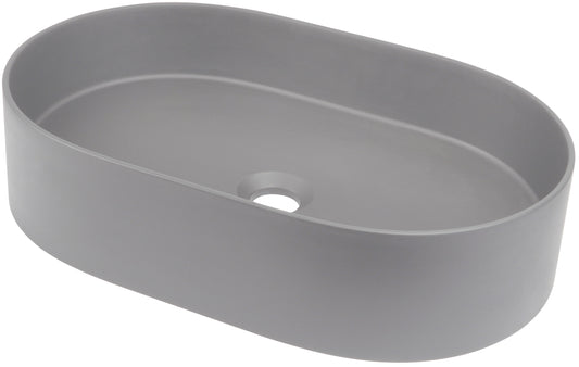 Deante SILIA Granit-Aufsatzwaschbecken Oval 55 x 35 cm Grau Metallic