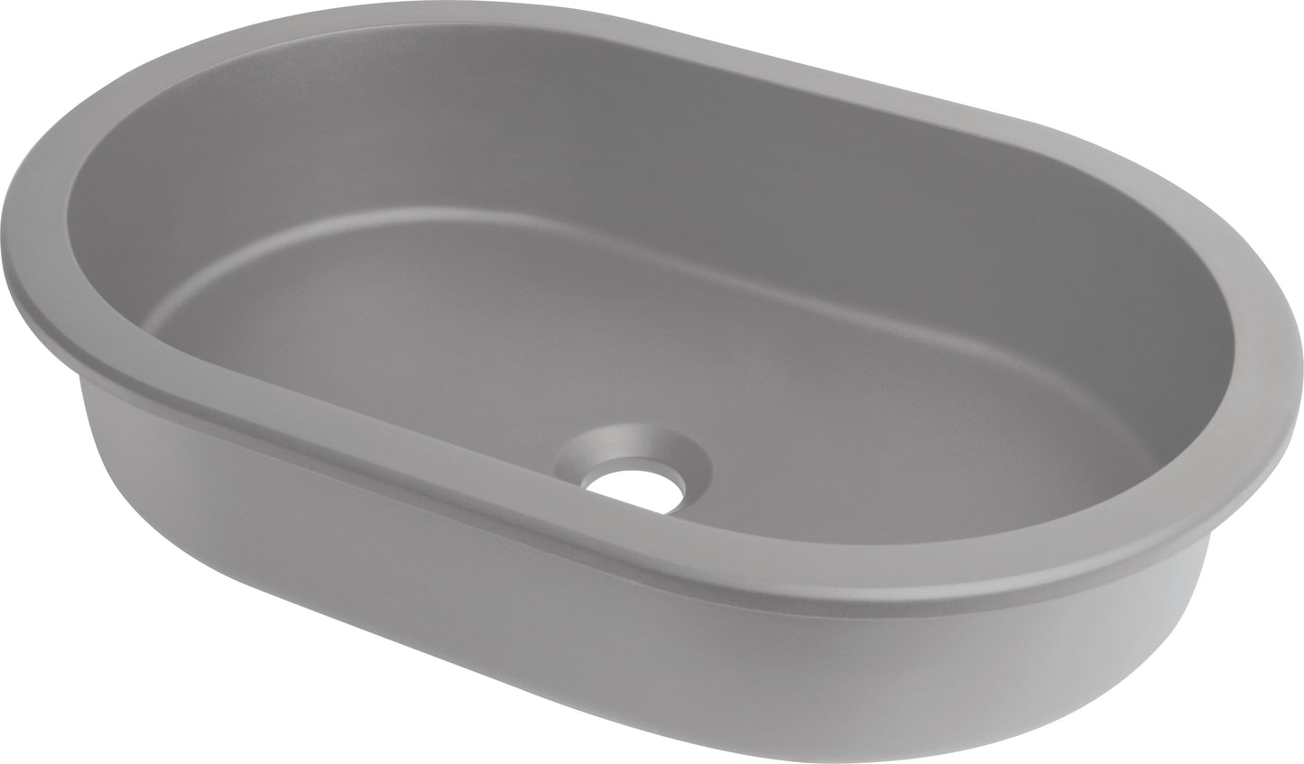 Deante SILIA Einbau- & Unterbauwaschbecken Granit Oval 58,8 x 39 cm Grau Metallic