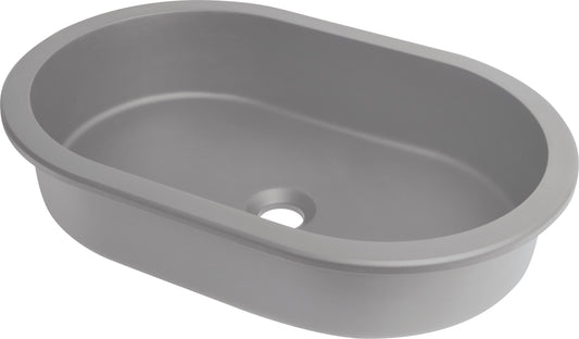 Deante SILIA Einbau- & Unterbauwaschbecken Granit Oval 58,8 x 39 cm Grau Metallic