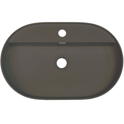 Deante SILIA Granit-Aufsatzwaschtisch mit Armaturenbank Oval 55 x 35 cm Anthrazit Metallic