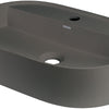 Deante SILIA Granit-Aufsatzwaschtisch mit Armaturenbank Oval 55 x 35 cm Anthrazit Metallic