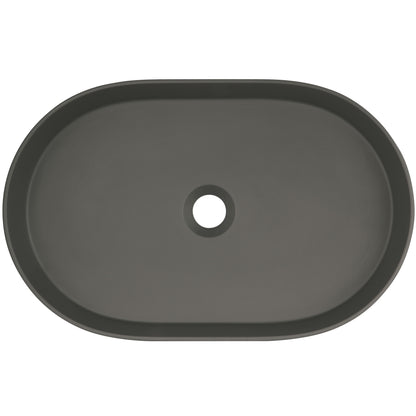 Deante SILIA Granit-Aufsatzwaschbecken Oval 55 x 35 cm Anthrazit Metallic