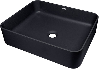 Deante TEMISTO Aufsatzwaschbecken aus Granit rechteckig 50 x 40 cm Schwarz