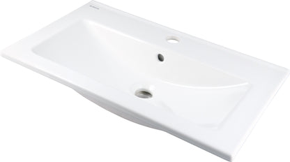 Deante TUBO Einbauwaschbecken aus Keramik mit Armaturenbank 61,5 x 36 cm Weiß