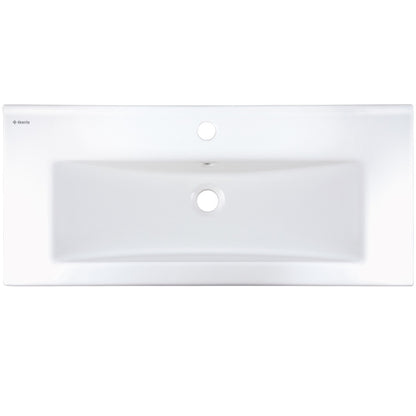 Deante TUBO Einbauwaschbecken aus Keramik mit Armaturenbank 81,5 x 36 cm Weiß