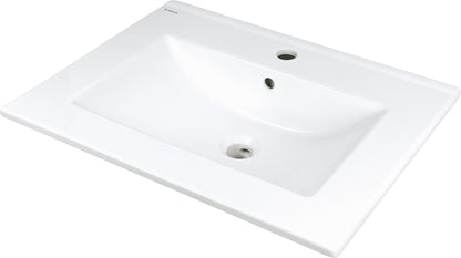 Deante TUBO Einbauwaschbecken aus Keramik mit Armaturenbank 61,5 x 46,5 cm Weiß