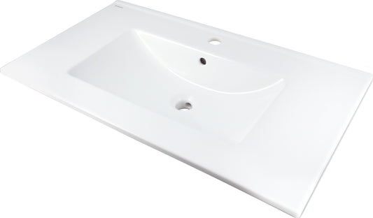 Deante TUBO Einbauwaschbecken aus Keramik mit Armaturenbank 81,5 x 47 cm Weiß