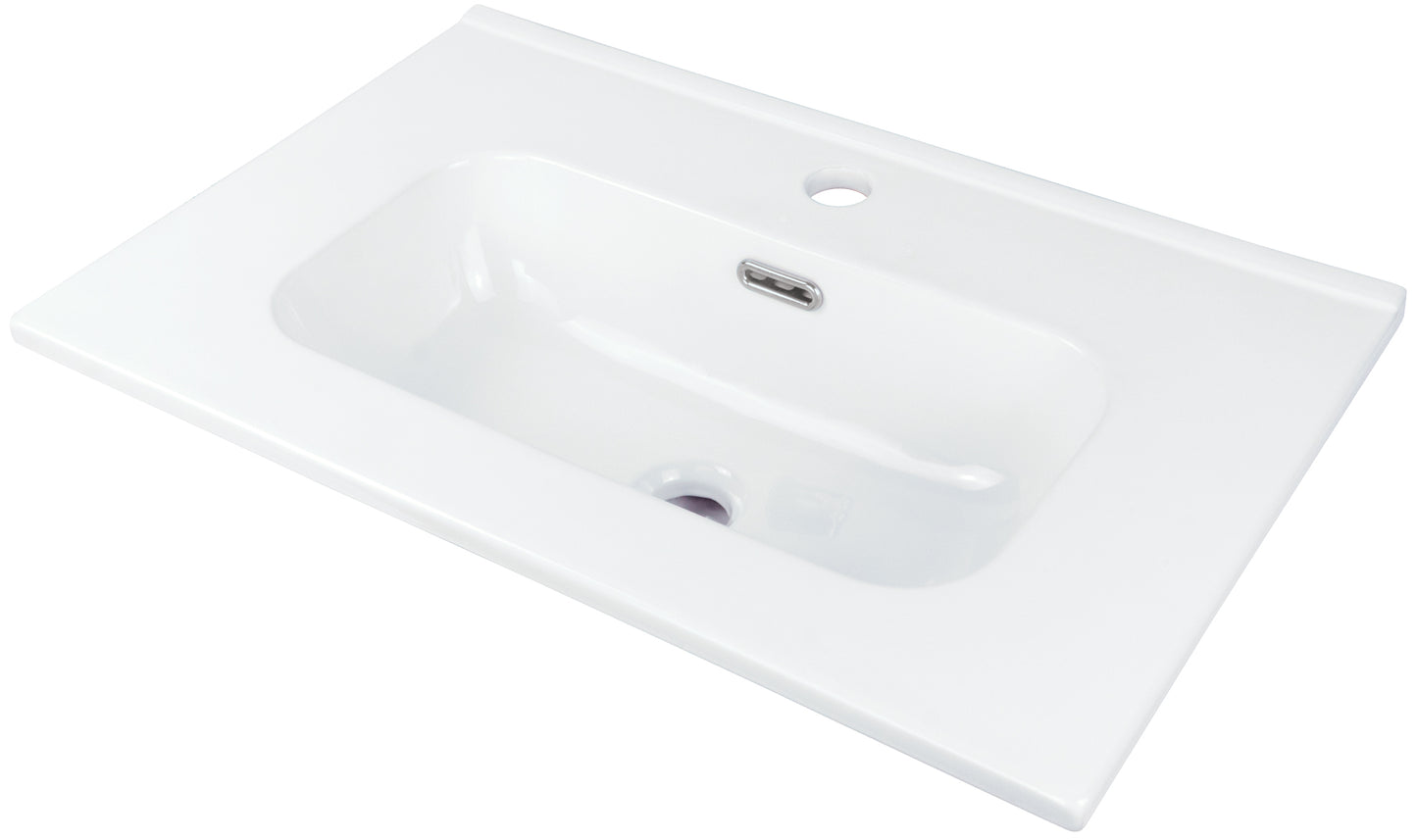 Deante TUBO Einbauwaschbecken aus Keramik mit Armaturenbank 61 x 38,5 cm Weiß