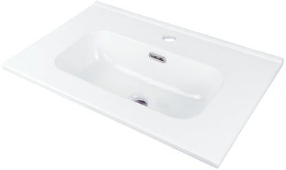 Deante TUBO Einbauwaschbecken aus Keramik mit Armaturenbank 61 x 38,5 cm Weiß