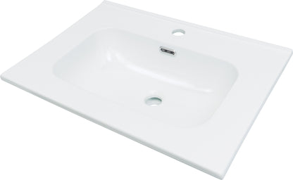 Deante TUBO Einbauwaschbecken aus Keramik mit Armaturenbank 61 x 46 cm Weiß