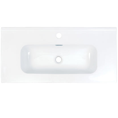 Deante TUBO Einbauwaschbecken aus Keramik mit Armaturenbank 81 x 38,5 cm Weiß