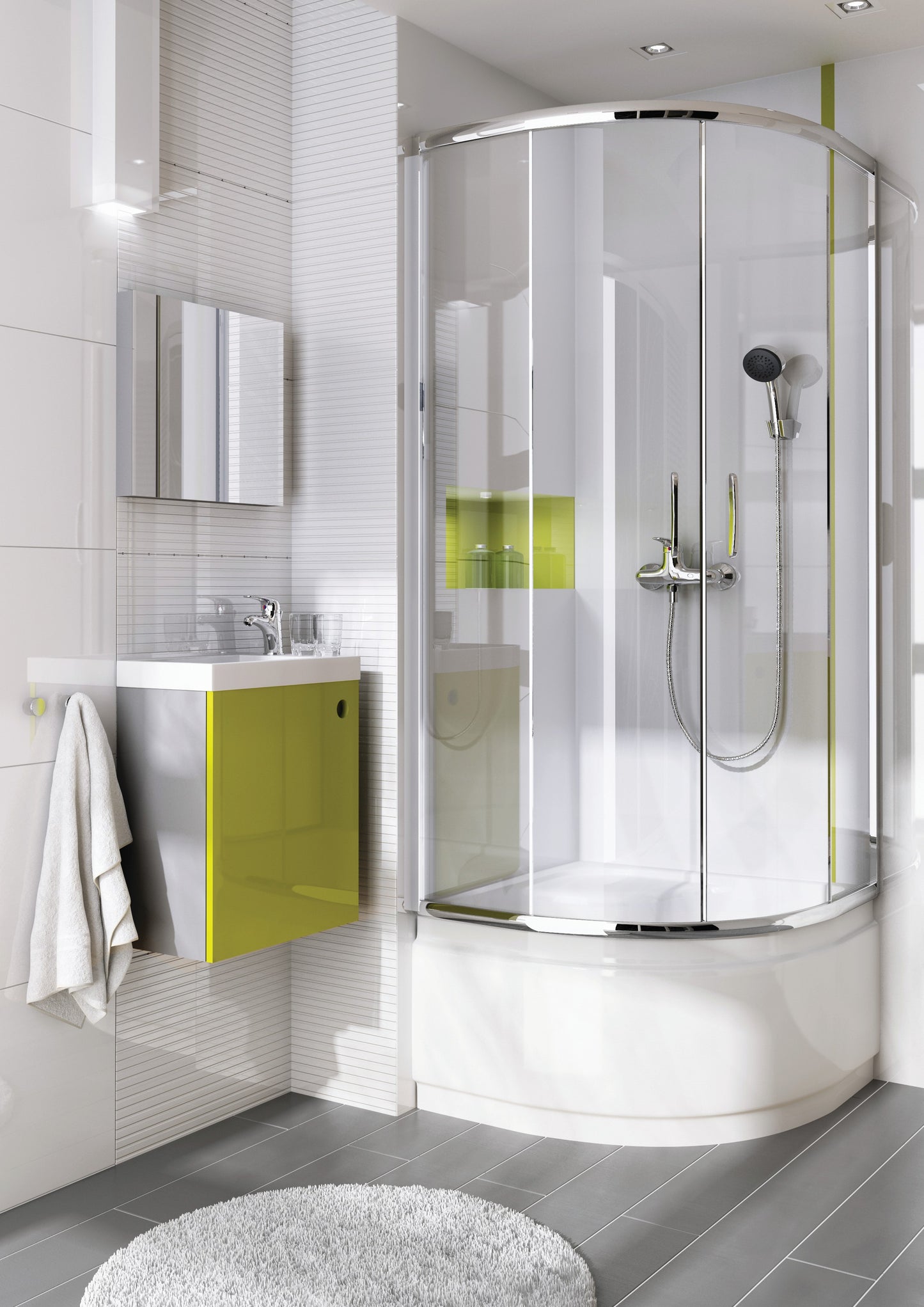 Deante FUNKIA Runddusche (Glas transparent) 90 x 90 x 185 cm Chrom