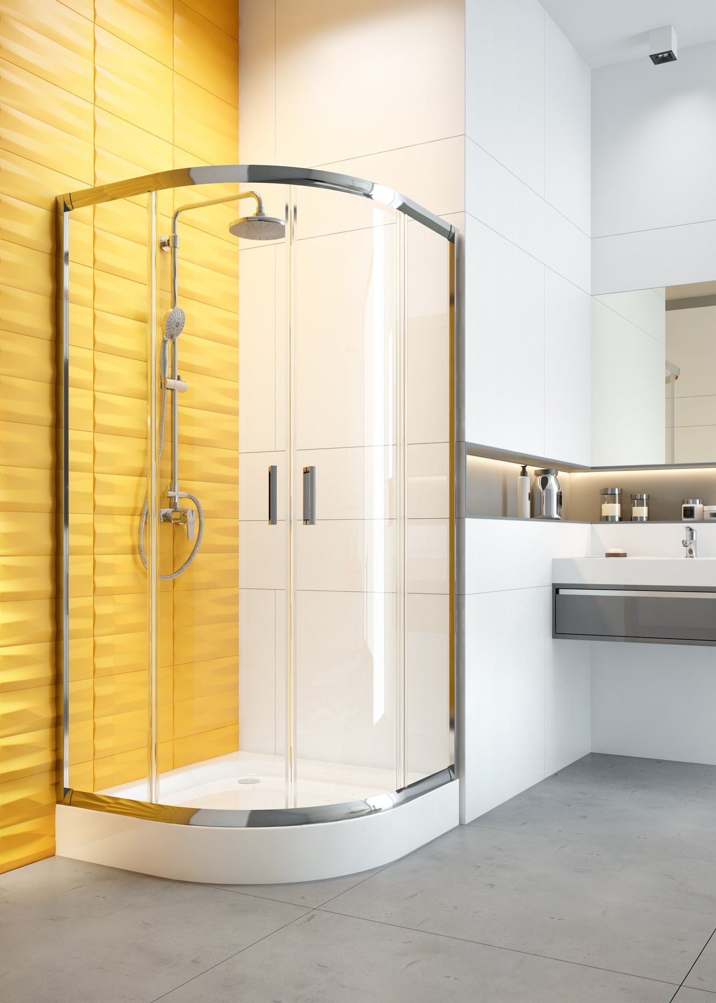 Deante FUNKIA Runddusche (Glas transparent) 90 x 90 x 185 cm Chrom