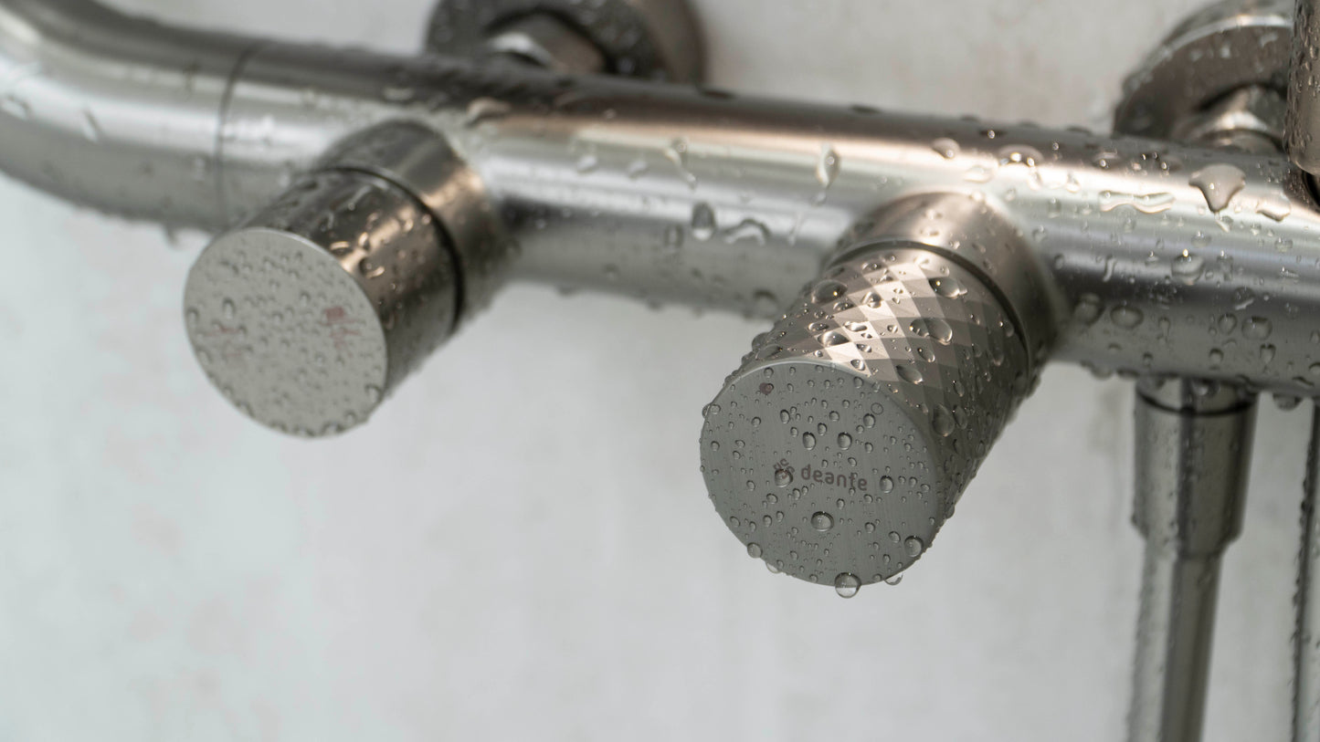 Deante SILIA HEXA Design-Duschsystem Armatur mit Schalter Stahl gebürstet