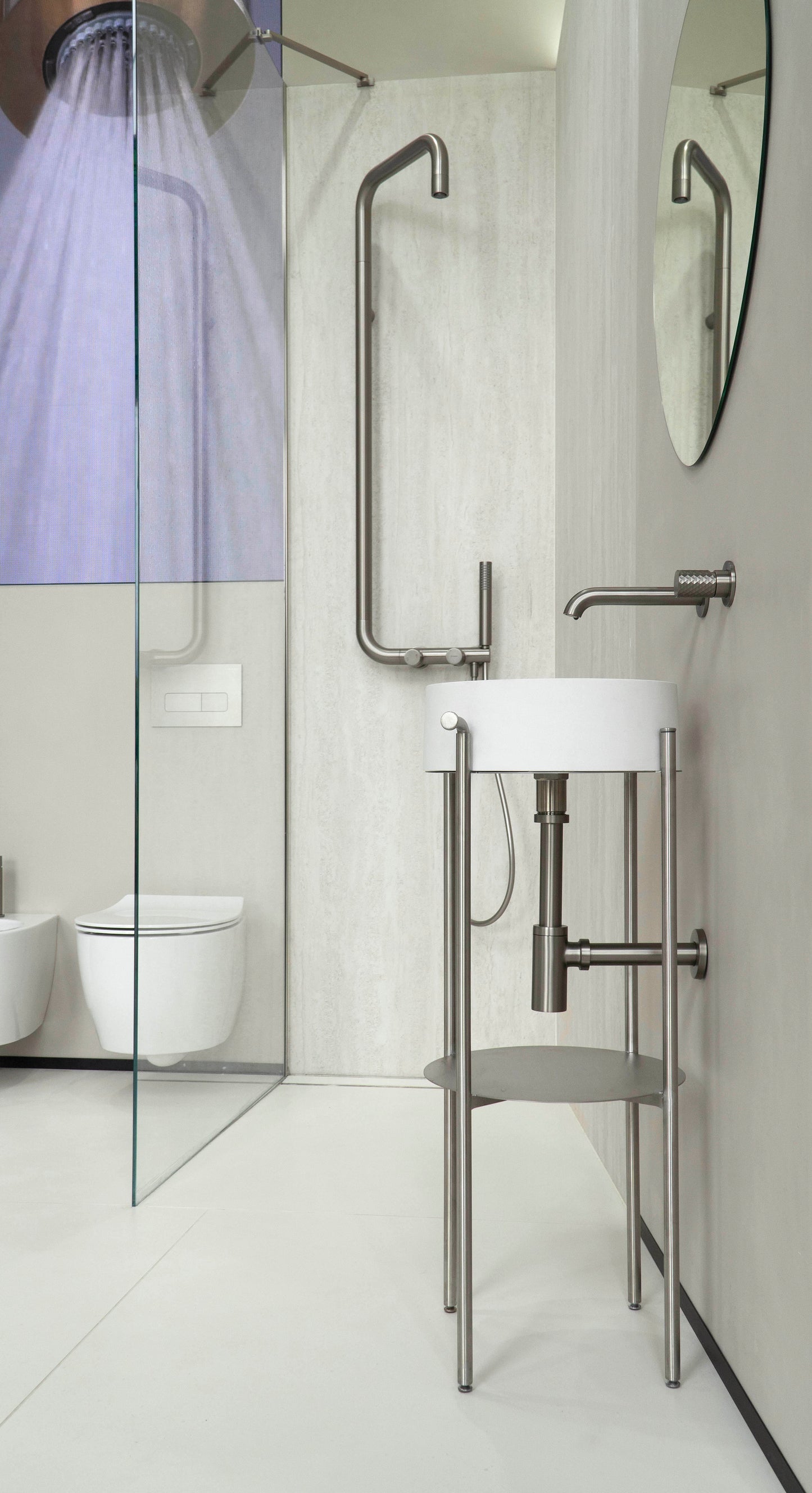 Deante SILIA HEXA Design-Duschsystem Armatur mit Schalter Stahl gebürstet